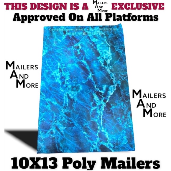 25 10X13 Poly Mailers Ice Water Marble Blue, Shipping Envelopes PRICE IS FIRM - Picture 5 of 8